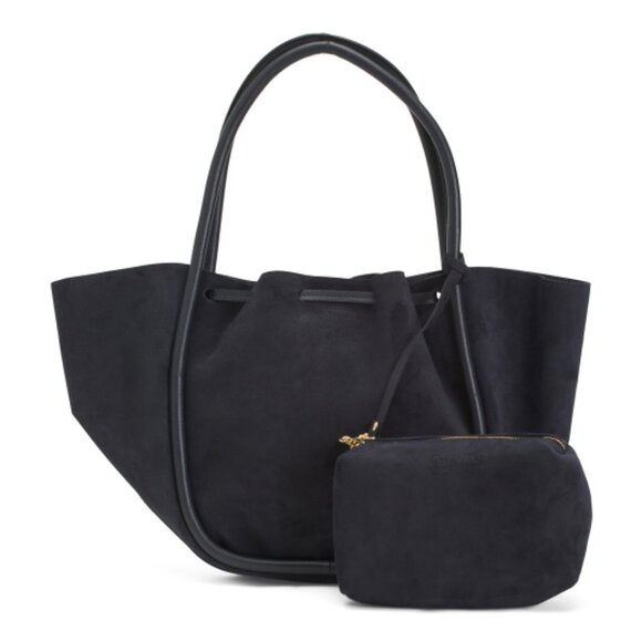 CHEVAL Made In Italy Suede Tote With Tubular Handles - Picture 1 of 3